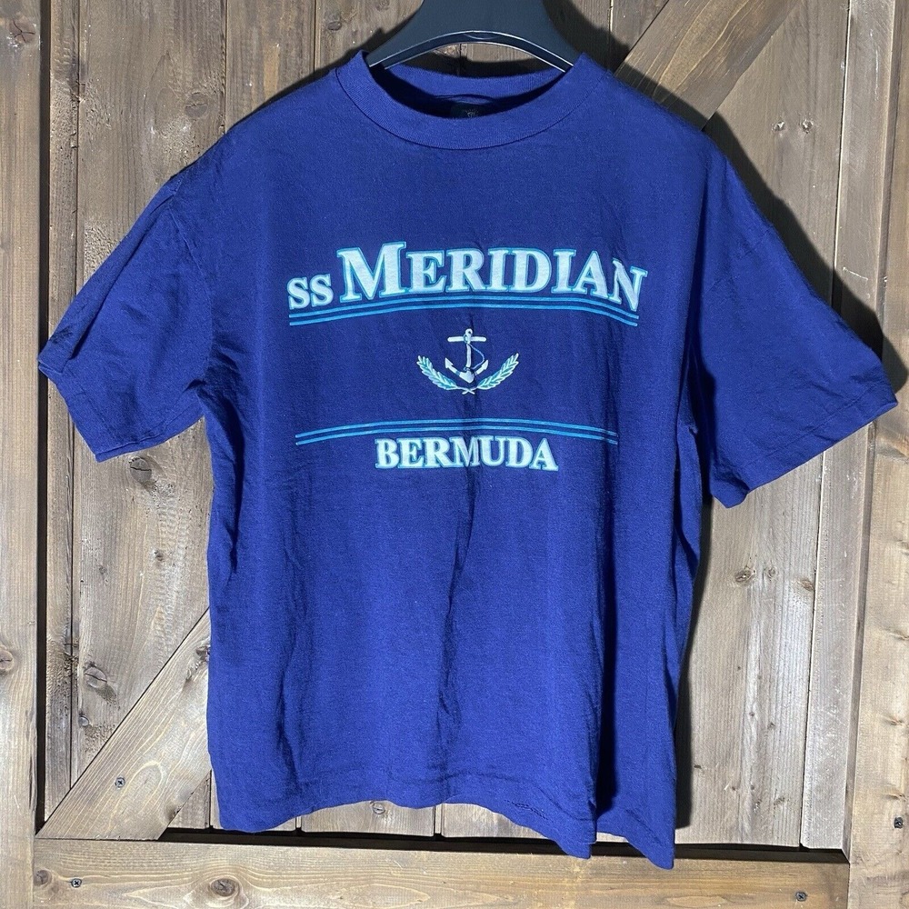 Vintage 90's S.S. Meridian Bermuda Graphic T-Shirt Single Stitch S/M